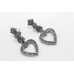 Earrings Silver 925 Sterling Dangle Drop Heart Women Black Marcasite Stones B419
